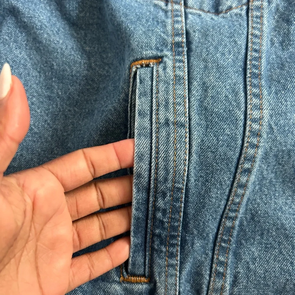 VTG TYCA Blue Jean Denim Jacket  Made USA Embossed‎ Rhythm Blues XXLarge BIKER